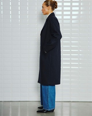 Vista WBL Wool Frakke - Navy Pinstripe